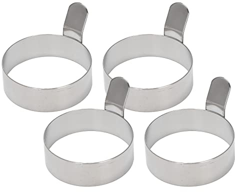 Egg Rings for Frying, 4 Pcs Stainless Steel Egg Frying Rings with Handle, 3-Inch Non-Stick Omelette & Pancake Rings with Oven Glove and Oil Brush for Perfect Fried Eggs