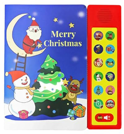 Jiuvaso Libro sonoro interattivo per Bambini, Giocattolo educativo precoce, Vacanze, 10 Canzoni, Libro Musicale in Inglese per Bambini, Bambine, Bambini in