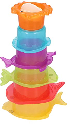 Niedliche Fisch-Stapelbecher, Baby-Badespielzeug Zum Erlernen von Farben und Formen, Langlebiges Kunststoffmaterial