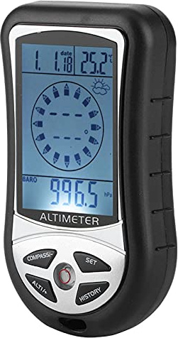 SIXRUN Barometro Altimetro Meteorologico Elettronico Portatile per Appassionati di attività All'aperto con Funzioni Altimetro, Bussola e Barometro