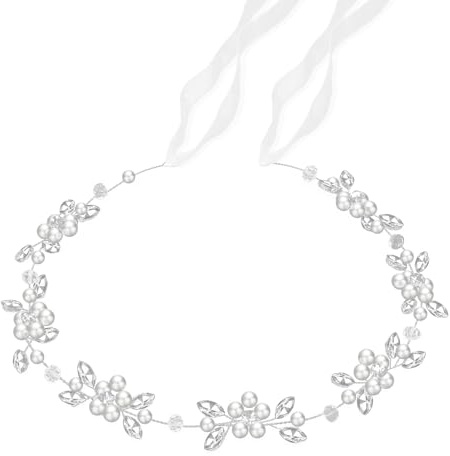 Coroncina Comunione Bambina, Fasce Capelli per Bambina in Fiore e Damigella, Coroncinas Fiori per Capelli con Perle, Accessori per Capelli per Comunione e Battesimo, Matrimoni, Compleanni e Feste