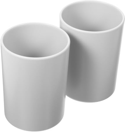 Kichvoe Vasos de Plástico Irrompibles para Enjuague Bucal y Cepillos de Dientes, 2 Piezas Gris, Gran Capacidad, Apilables, Suministros de Baño Prácticos para Hogar, Oficina y Viaje