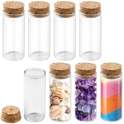 CREATCABIN 8Stück 30ml Glasreagenzglas Mit Korken 3x7.8cm Klares Flaches Reagenzglas Flüssigkeitsprobenfläschchen Wunschflasche Für Pflanzenvermehrung Wissenschaftliche Experimente Aufbewahrung