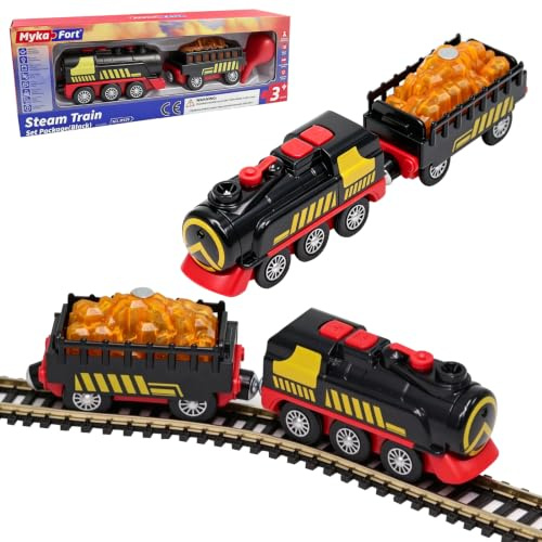 OBEST Toy Train, järnväg elektrisk lok tåg, leksaksbil för pojkar barn, lokomotivtåg (magnetisk anslutning), kompatibel med träskenor för barn, leksaker, röd