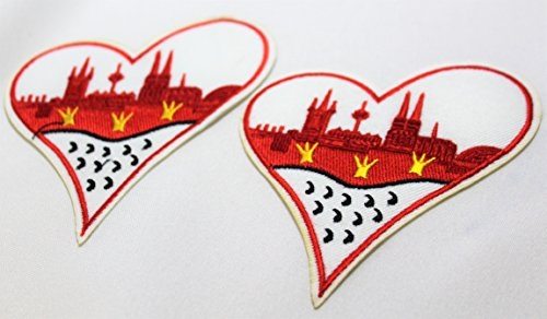 Bügelbild Skyline Köln Herz Wappen