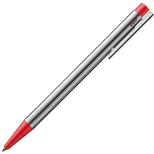 Lamy logo matt red Kugelschreiber in Strichbreite M | Lamy Kugelschreiber in einem eleganten & robusten Gehäuse aus Edelstahl – inkl. Großraummine M 16 in blau