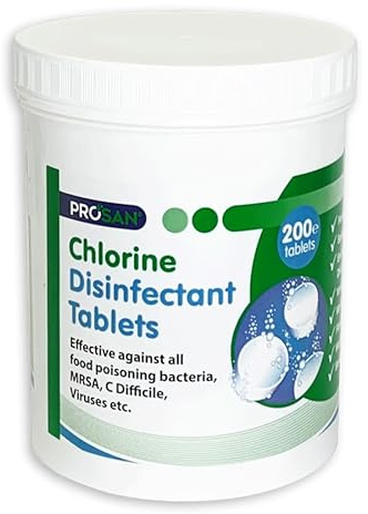 Chlorine Disinfectant Tablets 200 per Tub Creates a Ready To Use Disinfectant Solution x 3