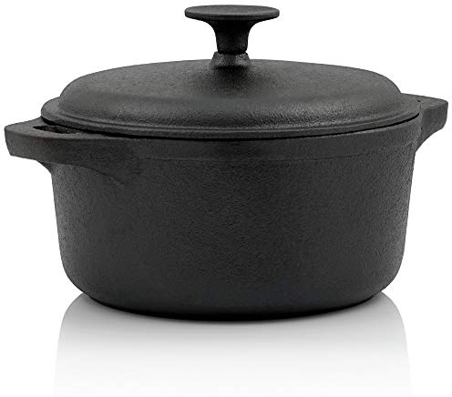 BBQ-Toro Marmite en fonte Noir avec couvercle, Fonte, Noir , 4,0 Liter