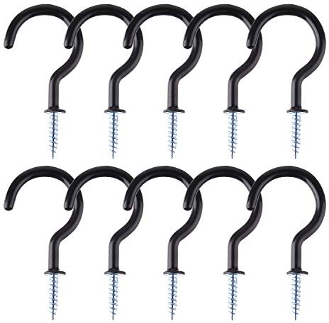 TUPARKA 10 Pcs 2 Zoll Schraubhaken Edelstahl Schwarz Deckenhaken Einschraubdecken für Badezimmer Küche Wanddecke hängen, Schwarz