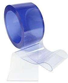 PVC Streifen - komplette Rolle, transparent, 200x2mm in blau Transparenz für einen Streifenvorhang, Lamellenvorhang, Stallvorhang (25m 200x2mm)