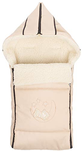 Goldkids Winter Fußsack für Kinderwagen Babyschale Schlittensack Lammwollesack Baby Fußsack Kuschelsack Winterfußsack 40 x 90 cm (Creme)