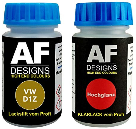 Alex Flittner Designs Lackstift-Set für VW D1Z Sandstorm Yellow Metallic | Lackstift Set geeignet für Farbcode: D1Z und Farbname: Sandstorm Yellow Metallic