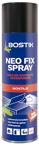 BOSTIK Neo Fix Spray 500ml, Cola de Contacto, Adhesivo de Neopreno en Aerosol, para Todos los Soportes, Interior y Exterior