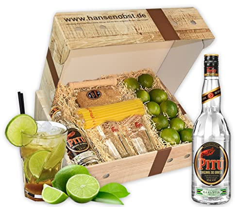 Hansen Obst - Geschenkbox Caipirinha-Cocktail - Cocktail Mix Set - Präsentkorb Cocktail-Starter-Set - Geschenk Cocktail Liebhaber
