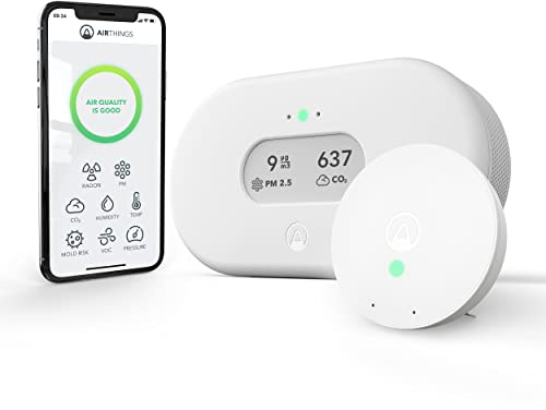 Airthings View Plus Air Quality Monitor & Anti-Mould Kit (Fine Particles, Radon, Carbon Dioxide (CO2), Volatile Organic Compounds (VOCs), Humidity, Temperature, Air Pressure & Pollen Levels)