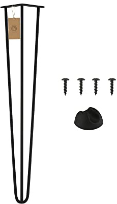 MORIA DESIGN 1 Stück Hairpin Leg 71 cm Schwarz - Höhenverstellbarer Möbelfuß aus Metall für Tisch und Möbel