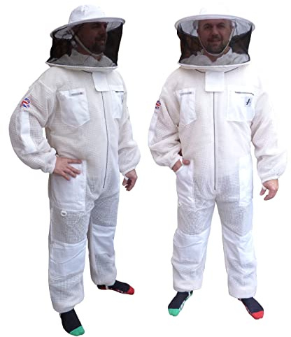 AGS Rundhutschleier dreilagig ultra belüftet weiß Imkeranzug Professioneller Bienenanzug Imker Imkeranzug (3XL)