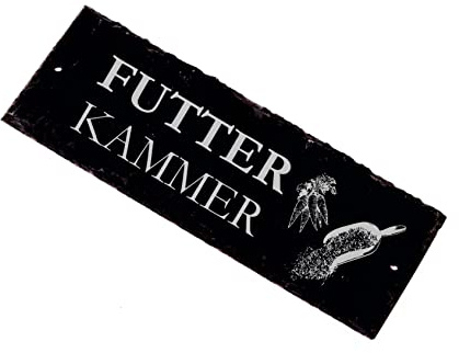 Futterkammer Türschild Schild Schiefer Gravur Pferdefutter Pferd Stalltafel Pferdestall 22 x 8 cm