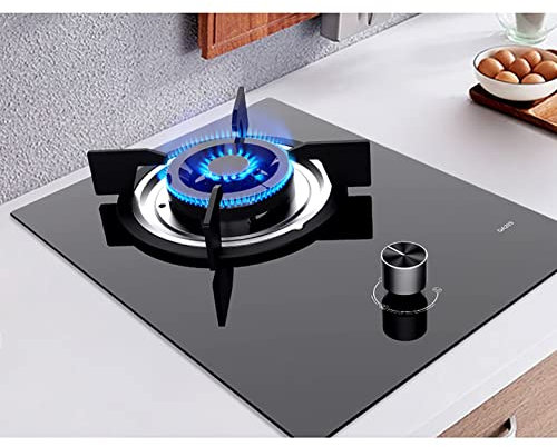 IBOWZ Plaque de Cuisson Gaz Cuisinière à gaz 4,5 KW en Verre trempé Noir 33 cm,pour Cuisine Domestique intégrée ou cuisinière Simple de Bureau [Classe énergétique A] (Color : NG)