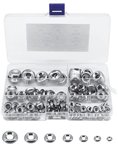 Yuhtech 296Pcs Jeu de Rondelles de Finition à Tête Fraisée, Rondelles de Finition à Tête Fraisée en Acier Inoxydable M4-M16 Avec étui en Plastique