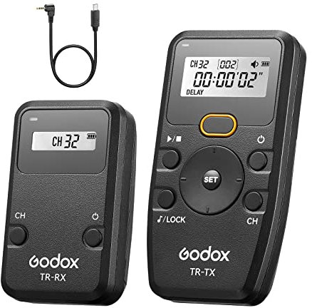 Godox TR-S2 Wireless Timer Remote Control for Sony, Shutter Release Remote with Transmitter Receiver and Shutter Cable, Image Stabilization and Exposure Timer Function Compatible for Sony Camera