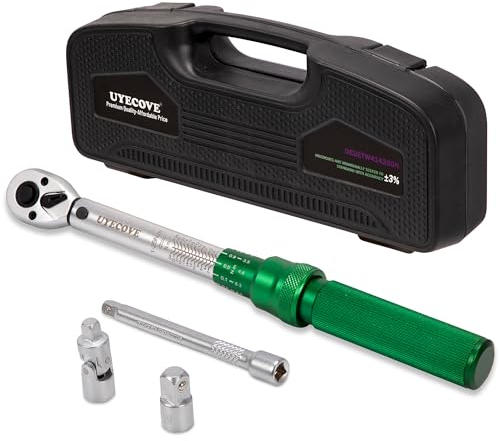 UYECOVE Drehmomentschlüssel 1/4, 4-tlg. 1-25Nm Fahrrad Drehmomentschlüssel mit Innensechskant, Torx Bit Buchse, 4 Verlängerungsstangen, Für die Reparatur von Fahrrädern/MTB