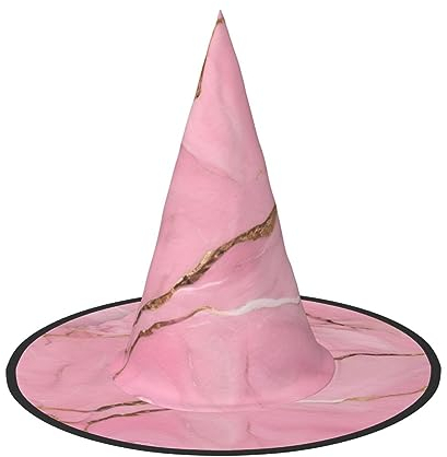 FRESQA Pinke Marmor-Textur, stilvoller Hexenhut für Damen, Kostüm für Halloween, Halloween, Partyhut