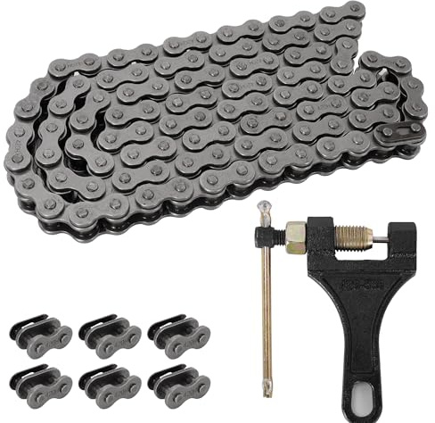 RUTU 420H Chain Master Link 132 Links Heavy Duty 420 Drive Roller Chain | for 50 70 90 110 125cc Dirt Pit Bike ATV Quad Go Kart Mini Bike Scooter Motorcycle Chain with Chain Breaker
