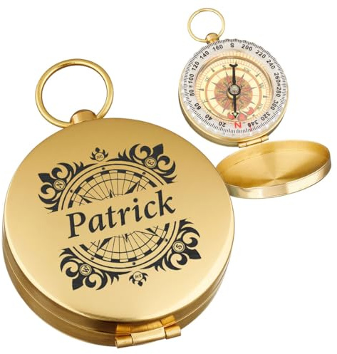polar-effekt Goldener Metall Kompass mit Gravur - Geschenke zum Geburtstag und Jubiläum - Militär Outdoor Peilkompass mit Namen