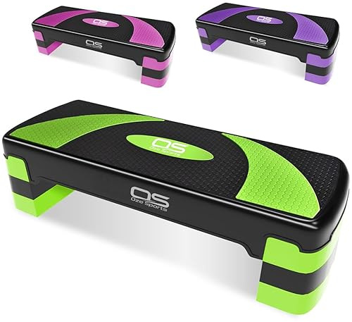 Aerobic Stepper platform -Step Steps board High - Exercise 2-5 Level Adjustable Height Fitness Workout Yoga Pilates Fitness Home Gym Removable Step Rise block (Green, 2 Steps Stepper)