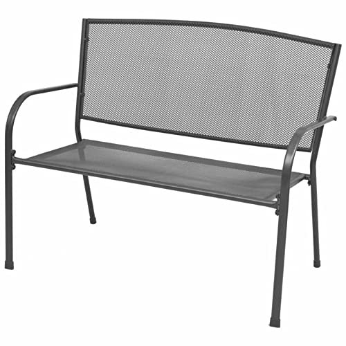 Rantry Gartenbank, 108 cm, Stahl und anthrazit, Gartenbank, Balkonbank, strapazierfähige Bank für Balkon, Terrasse & Garten, Dekoration für Möbel