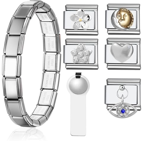 Johiux Charm Bracelet for Women Girls Man,Charm Bracelet with 5PCS Bracelet Charms Links and Opening Tools,Gifts for Her,Gifts for Him,Gifts for Mum,Mothers Day Gifts