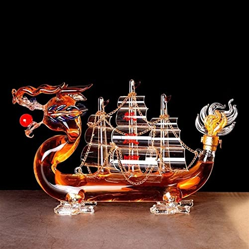Set di decanter for whisky decanter di lusso, decanter a forma di drago cinese, vetro ad alto borosilicato soffiato a mano, for gin, liquore, scotch/#1