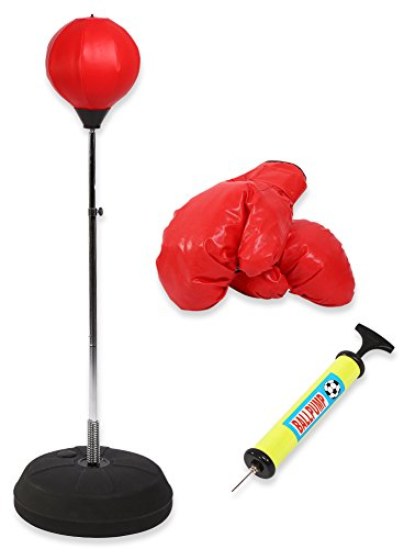 Boxsack-Ständer-Set mit Handschuhen, Stabiler Metallstange und Höhenverstellbar, für Fitness-Boxtraining, Platzsparende, Gesunde Aerobic-Übungen