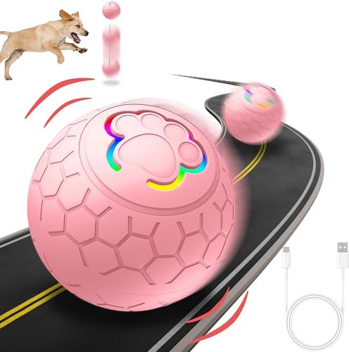 worahroe Hundespielzeug Ball, Hundeball Interaktives Jagdball für Hunde Unzerstörbar Elektrisch Automatisch Rollender Interaktiver Ball USB Wiederaufladba Hunde Ball für Welpen/Kleine/Mittlere Hunde