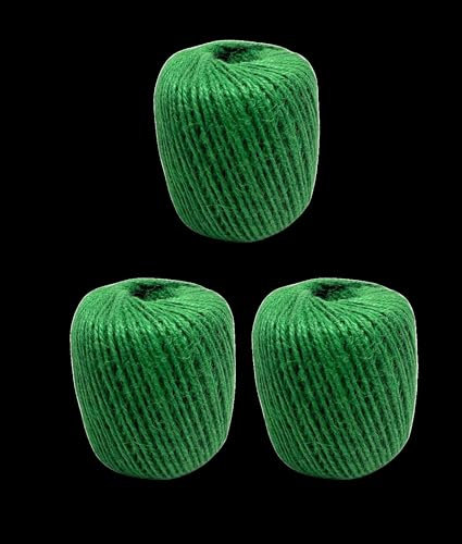 eMKay® Green Garden Jute Twine 3 Ply - PACK OF 3-150m Ball of Garden Twine Garden String for Arts Crafts Gardening Wedding Decor Packing Christmas Around the Home -TOTAL-450 METRE/1476 FEET Approx.
