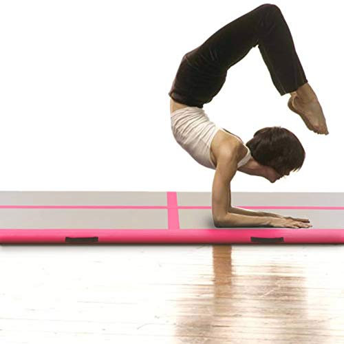 Sufrk Aufblasbare Gymnastikmatte mit Pumpe 500x100x10 cm Trainingsmatte Turnmatte TurngeräTe Aufblasbare Gymnastikmatte PVC Rosa