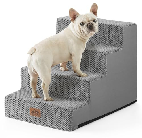 COZY KISS Hundetreppe für Kleine Hunde, 4 Stufen Breiter Haustiertreppe