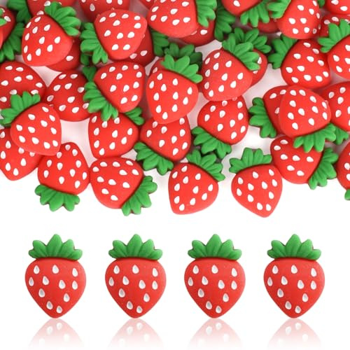 Hanycon Lot de 100 décorations de gâteau à la fraise pour anniversaire, fête de mariage