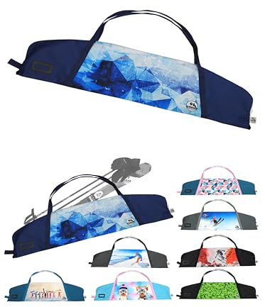 BAMBINIWELT Skitasche Kinder – Robuster Skisack aus wasserdichtem Cordura für Ski, Stöcke & Handschuhe, mit 2-Wege-Reißverschluss, Namensfeld & Tragegriffen