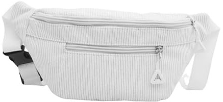 Cord Bauchtasche für Damen und Herren Gürteltasche Damen Verstellbarer Gurt Hüfttasche Bauchtasche Klein Brusttasche Bum Bags aus Cord für Outdoor Sport (Weiß B)