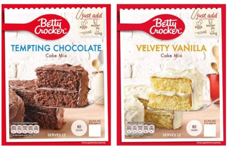Tempting Chocolate Cake Mix 425G and Velvety Vanilla Cake Mix 425G – Easy Baking Kit for Cupcakes & Layer Cakes, Just Add Eggs, Oil & Water, No Artificial Preservatives, Makes 12 Slices