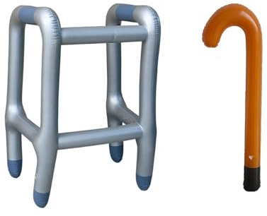 Pocoiau Aufblasbares Gehhilfe Und Gehstock Set Für Ruhestandsparty Oder Cosplay Lustiges PVC Karneval Halloween Requisiten Neuheitskostüm