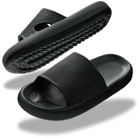 Donpapa Zapatillas Mujer Hombre Chanclas Sandalias Verano Pantuflas Playa Piscina Baño Comodas Suaves Ducha Interior Exterior Negro 250