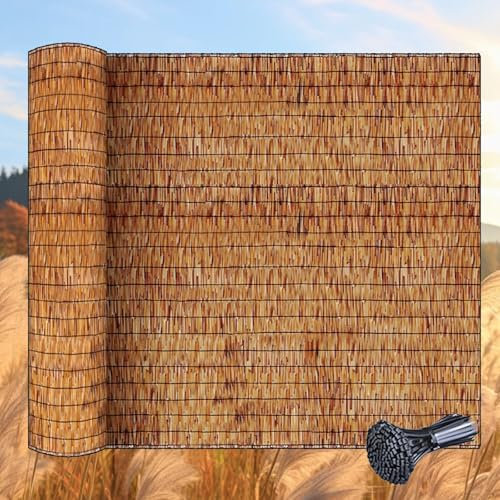 MZQMK Rollos De Cerca De Caña, Valla Natural Cañizo para Ocultación Y Decoración De Ambientes, Rollo Protector Visual Y Privacidad(0.61x5m/2x16.4ft)