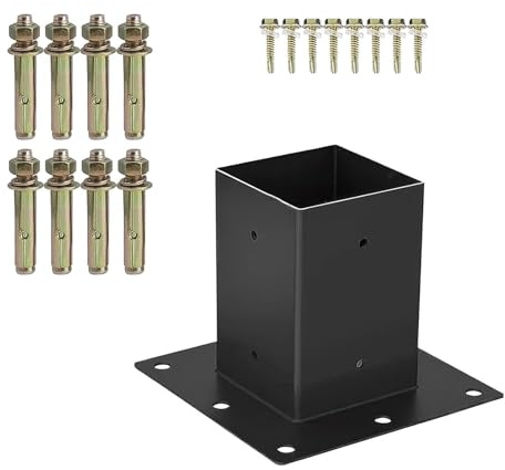 SOTOOLS Bodenanker FORTINA Pfostenanker für 90×90 mm Vierkantholz | Für Betonfundament, verzinkt und wetterfest.