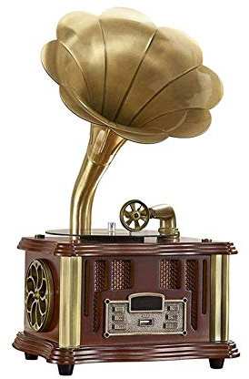 SGKOMN Plattenspieler, Music Box Phonograph Turntable Wireless Speaker, mit Aux-In, FM-Radio, USB-Anschluss für Flash-Laufwerk, G, B