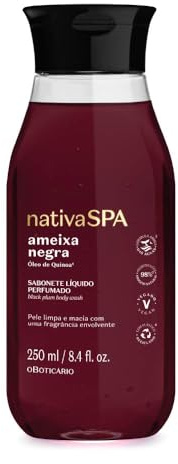 O Boticário | Nativa SPA | Ciruela Negra | Gel de Ducha | 250ml | Gel de Ducha Hidratante | Jabón Líquido de Baño | Vegano | Gotas de Quinoa Más Hidratación | Piel Suave, Limpia y Perfumada