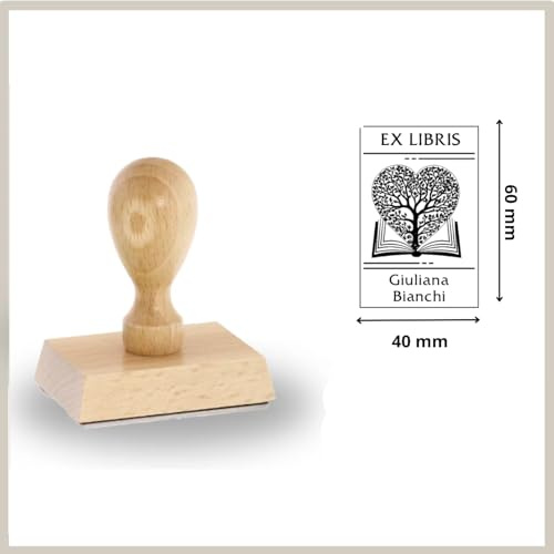 Ex Libris Timbro Personalizzabile | Ex Libris Timbro Personalizzato in Legno | ALBERO DELLA VITA | Template Grafici Pronti da Personalizzare | Idea Regalo per Appassionati di Lettura