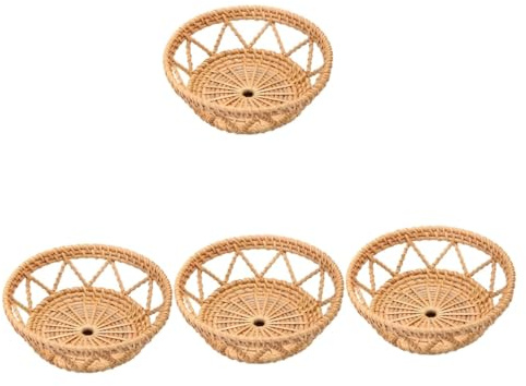 GLEAVI 4 Piezas Cesta de Almacenamiento de Ratan para Frutas y Snacks Diseño Natural y Decorativo para